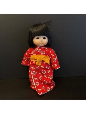 Vintage Sekiguchi Seiko Geisha Doll, Ichimatsu, Kimono, Collectible Toy 1970s.